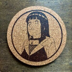 Naruto Hinata Laser Engraved Cork Coaster